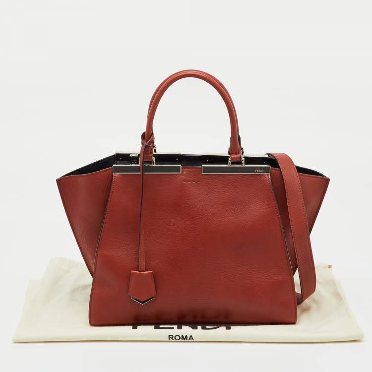 Pre Owned Fendi Burnt Red Leather Medium 3Jours Tote