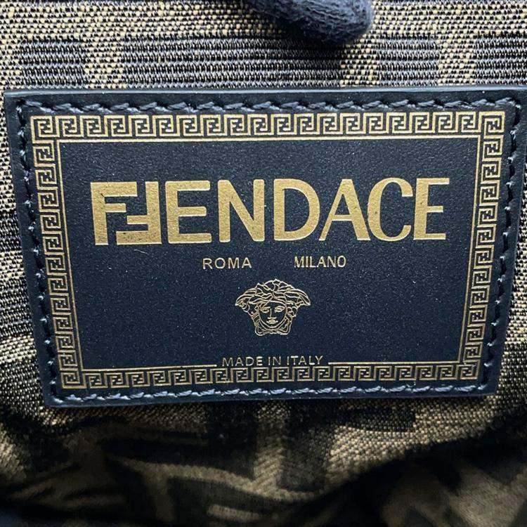 Pre Owned Fendi Fendi X Versace Mon Tresor Multicolor/Brown Nylon Leather Size Mini