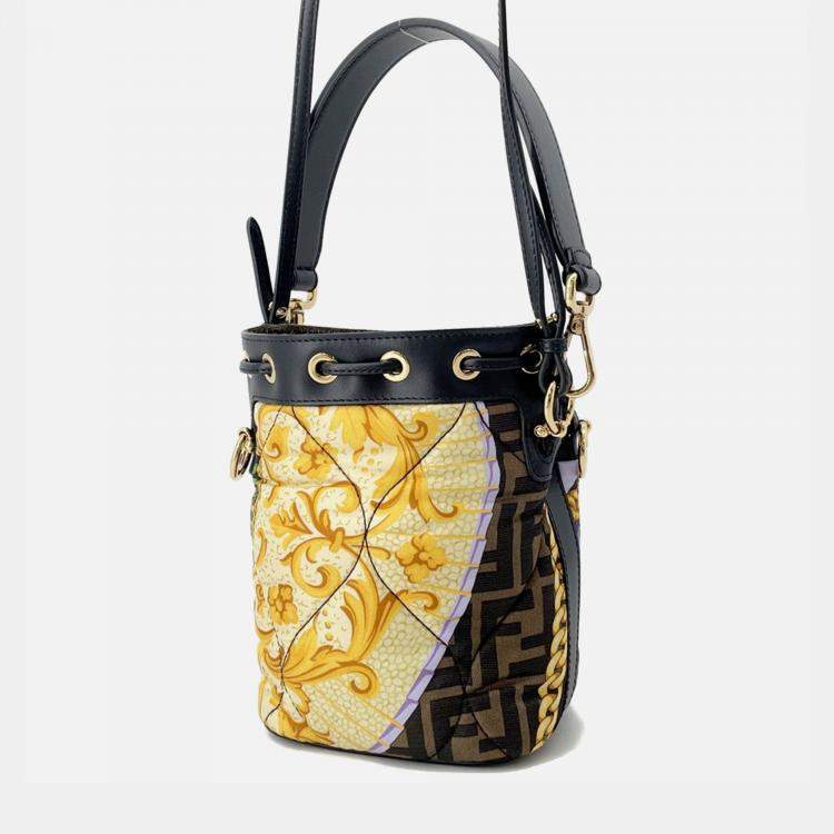 Pre Owned Fendi Fendi X Versace Mon Tresor Multicolor/Brown Nylon Leather Size Mini