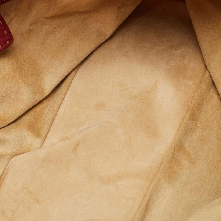 Pre Owned Fendi Dark Red Leather Selleria Travel Satchel