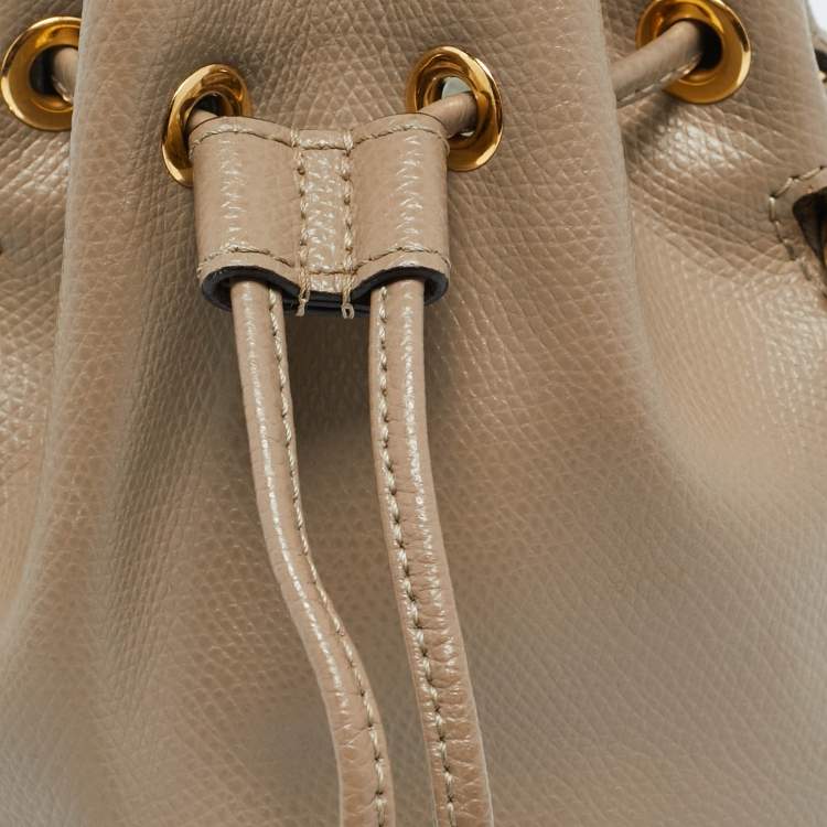 Pre Owned Fendi Grey Leather Mini Mon Tresor Bucket Bag