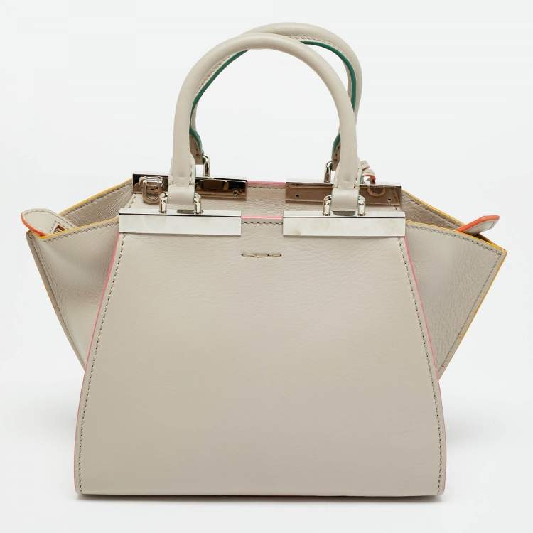 Pre Owned Fendi Light Beige Leather Petite 3Jours Tote