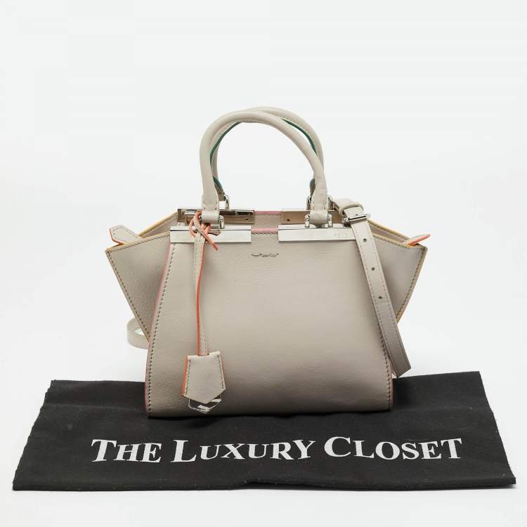 Pre Owned Fendi Light Beige Leather Petite 3Jours Tote