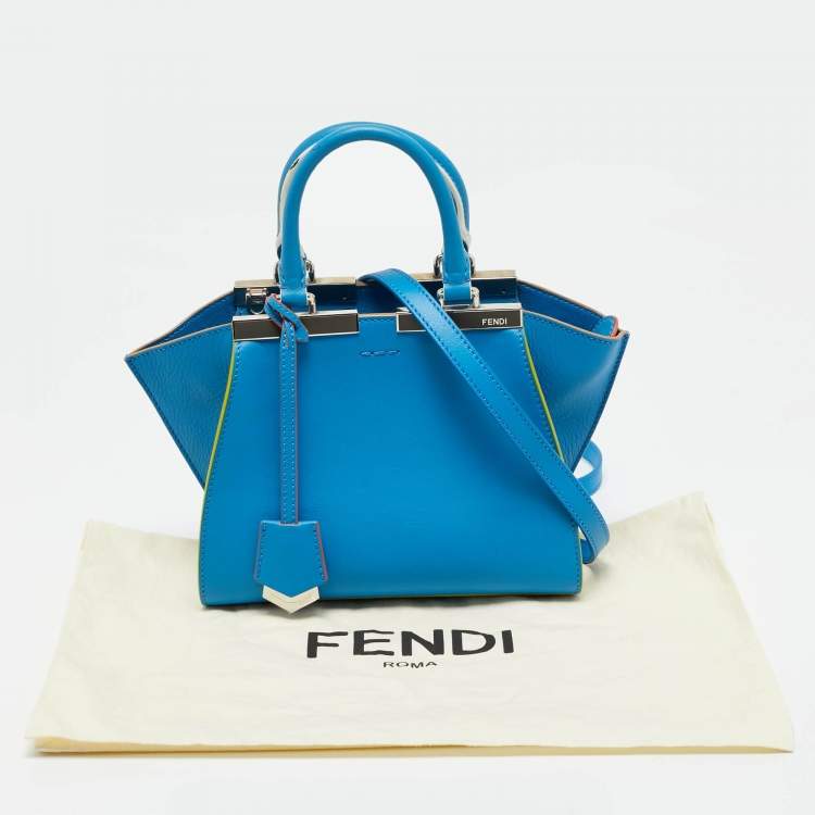 Pre Owned Fendi Blue Leather Petite 3Jours Tote