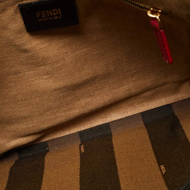 Pre Owned Fendi Red Pequin Embossed Leather Large Claudia Shoulder Bag