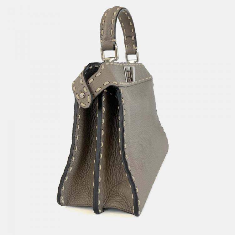 Pre Owned Fendi Peekaboo ISeeU Small Etoupe Selleria bag