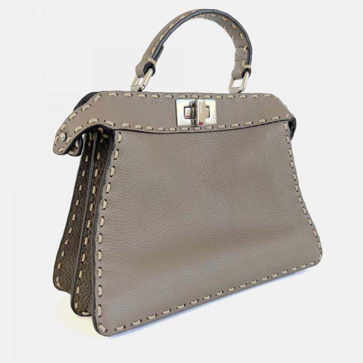 Pre Owned Fendi Peekaboo ISeeU Small Etoupe Selleria bag