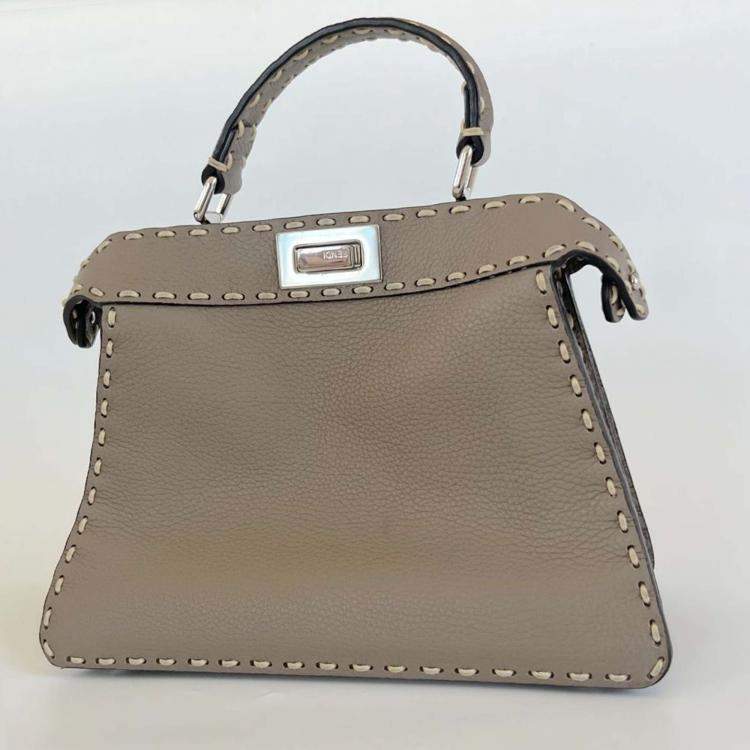 Pre Owned Fendi Peekaboo ISeeU Small Etoupe Selleria bag