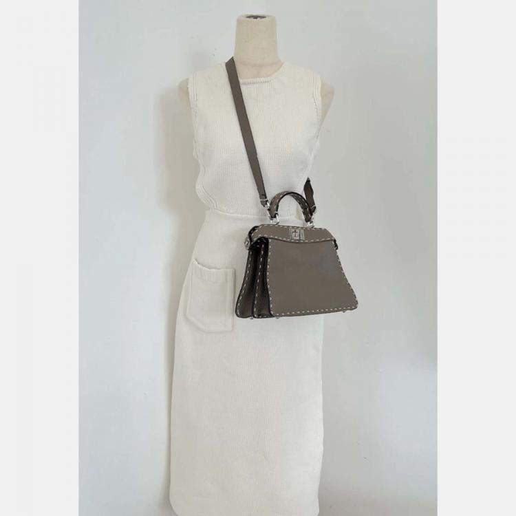 Pre Owned Fendi Peekaboo ISeeU Small Etoupe Selleria bag