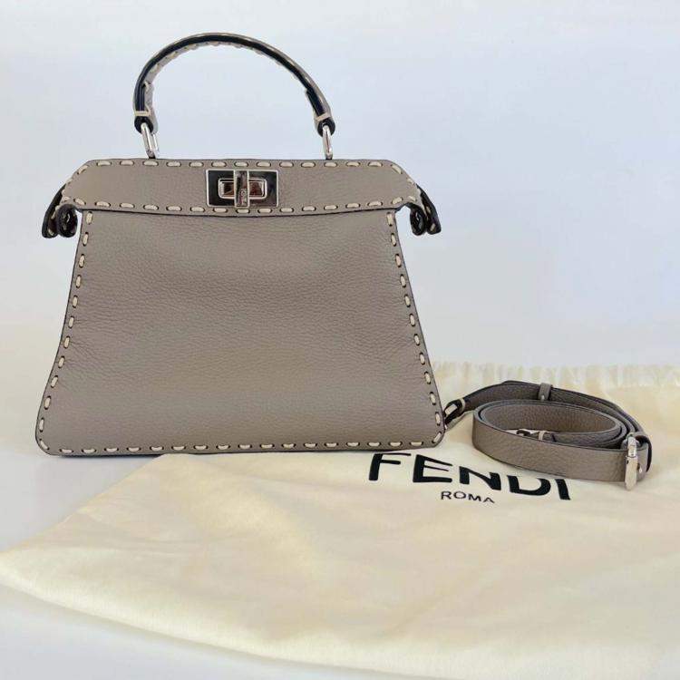 Pre Owned Fendi Peekaboo ISeeU Small Etoupe Selleria bag