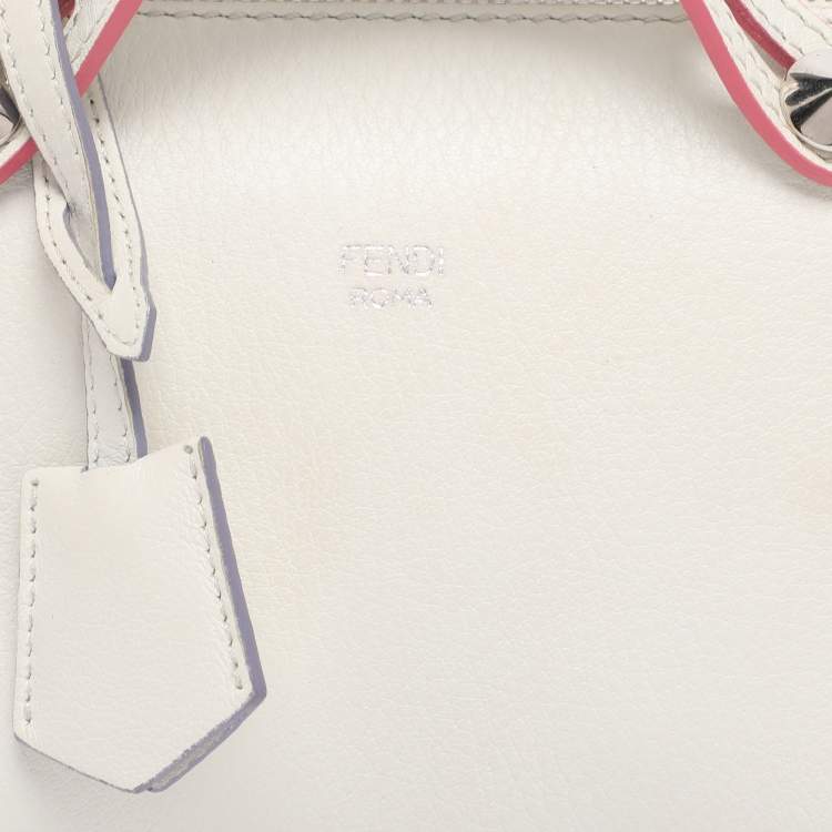 Pre Owned Fendi White Leather Mini By The Way Embellished Crossbody Bag
