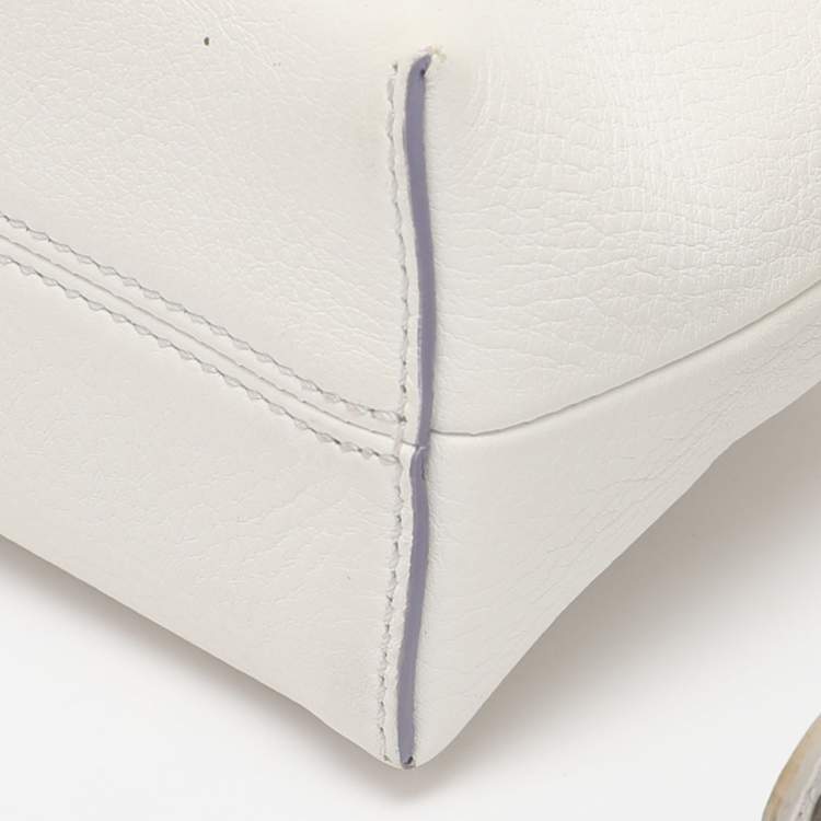 Pre Owned Fendi White Leather Mini By The Way Embellished Crossbody Bag