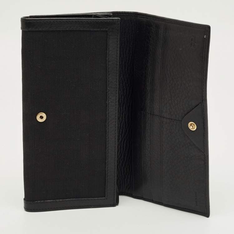 Pre Owned Fendi Black Zucca Canvas Flap Continental Wallet