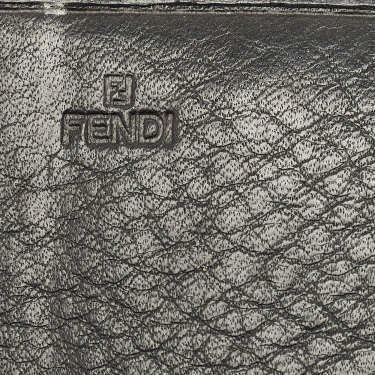 Pre Owned Fendi Black Zucca Canvas Flap Continental Wallet