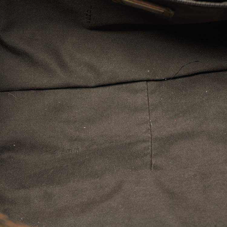Pre Owned Fendi Brown Giant Zucca Canvas Large Whipstitch Convertible Baguette Bag