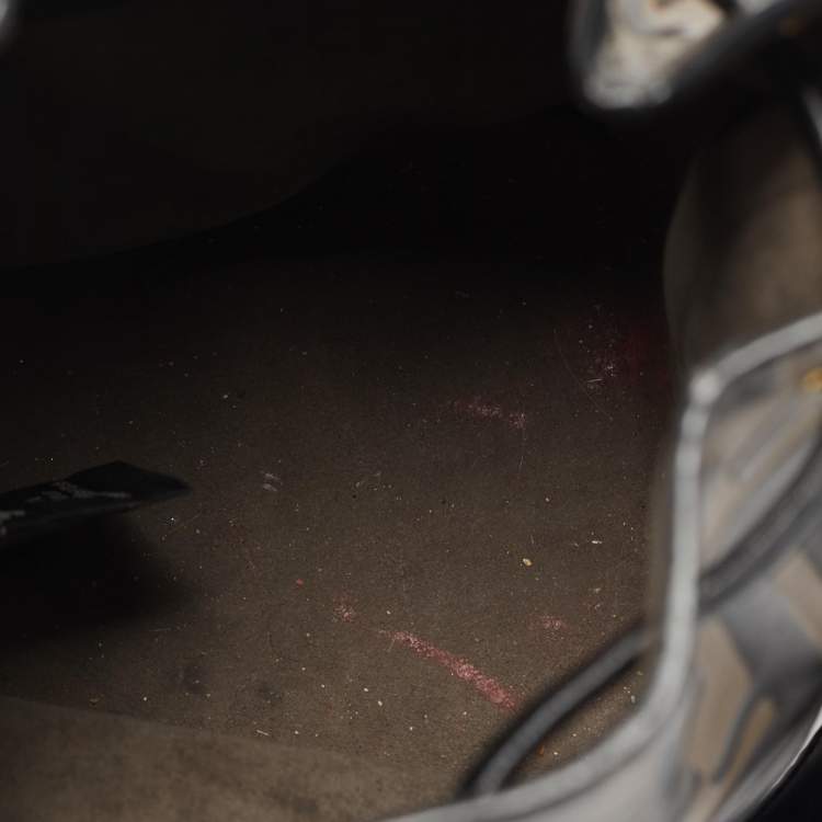 Pre Owned Fendi Brown/Black Zucca Leather Mini Mon Tresor Drawstring Bucket Bag