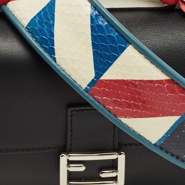 Pre Owned Fendi Multicolor Leather Micro Flowerland Double Baguette Bag w/Snakeskin Strap