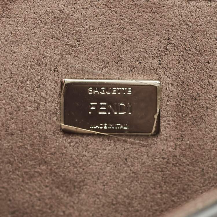 Pre Owned Fendi Multicolor Leather Micro Flowerland Double Baguette Bag w/Snakeskin Strap