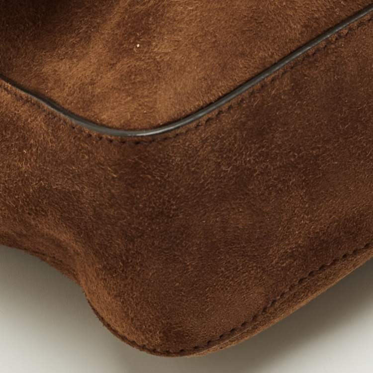 Pre Owned Fendi Brown Suede Large Baguette Bag