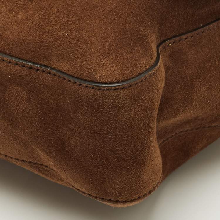 Pre Owned Fendi Brown Suede Large Baguette Bag