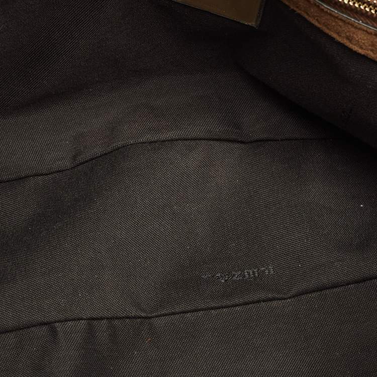 Pre Owned Fendi Brown Suede Large Baguette Bag