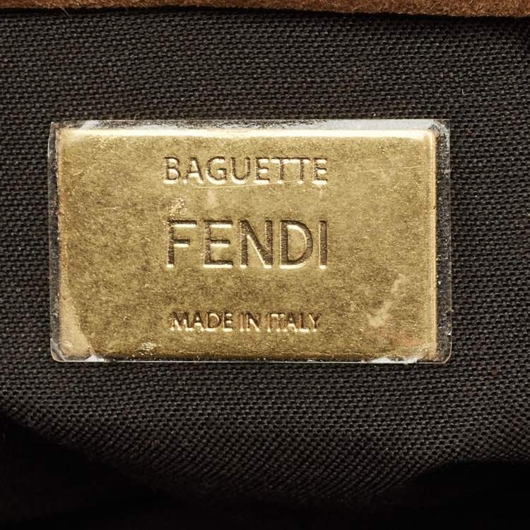 Pre Owned Fendi Brown Suede Large Baguette Bag