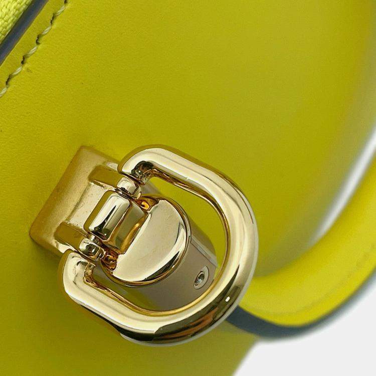 Pre Owned Fendi By The Way Yellow/Brown Leather Size Mini