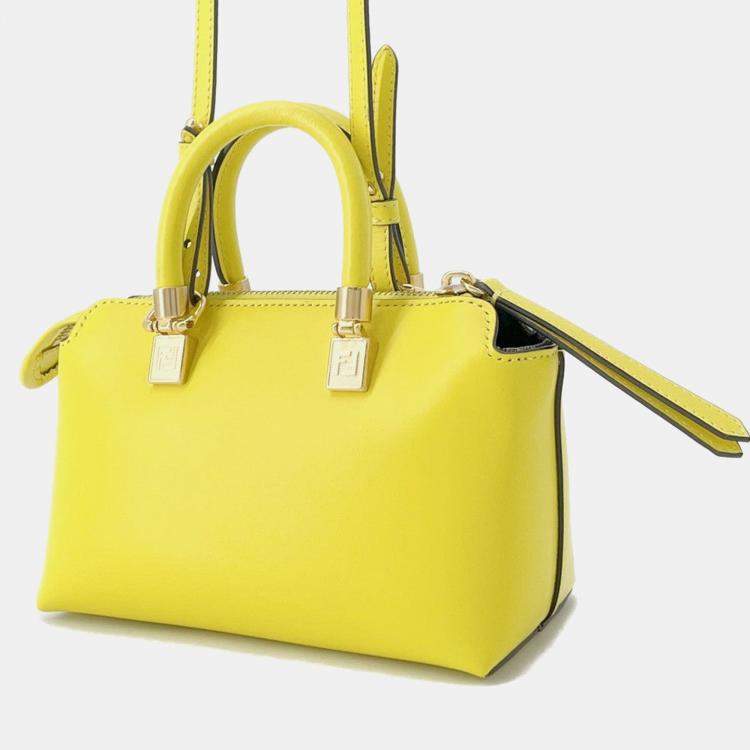 Pre Owned Fendi By The Way Yellow/Brown Leather Size Mini