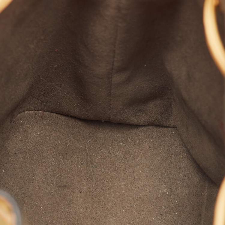 Pre Owned Fendi Cream/Green Zucca Embossed Leather Mini Mon Tresor Bucket Bag