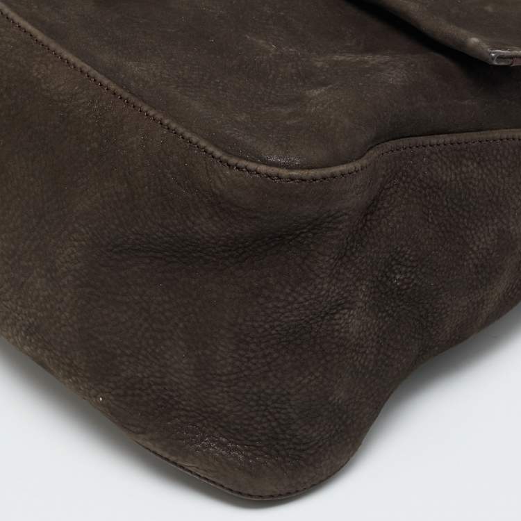 Pre Owned Fendi Mama Forever Large Cacao Iridescent Leather Shoulder Bag