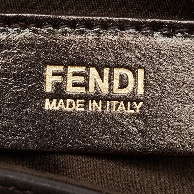 Pre Owned Fendi Mama Forever Large Cacao Iridescent Leather Shoulder Bag