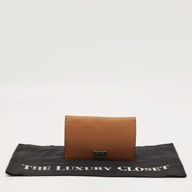 Pre Owned Fendi Peekaboo Brown Selleria Leather Wallet