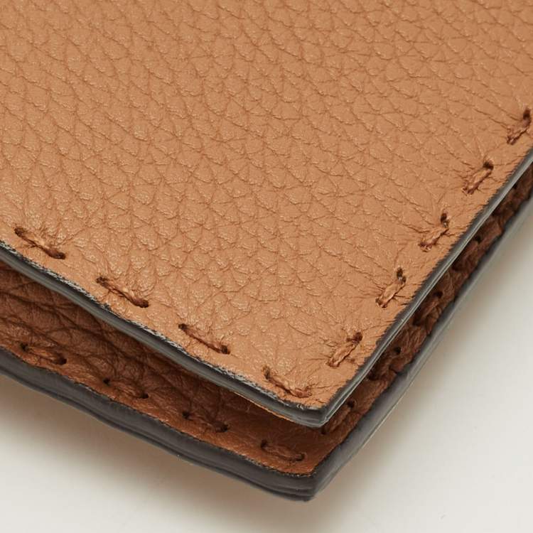 Pre Owned Fendi Peekaboo Brown Selleria Leather Wallet