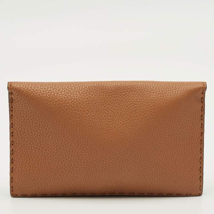 Pre Owned Fendi Peekaboo Brown Selleria Leather Wallet
