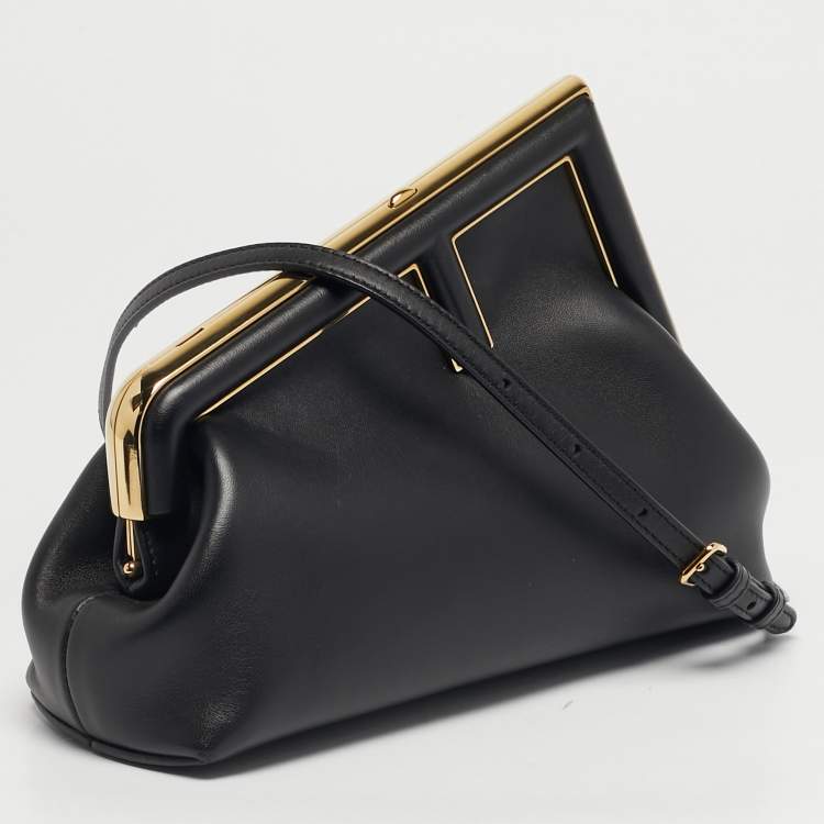 مملوكة مسبقًا Fendi First Small Black Leather Clutch Bag