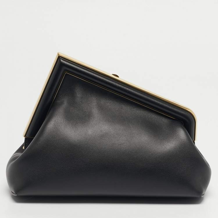 مملوكة مسبقًا Fendi First Small Black Leather Clutch Bag