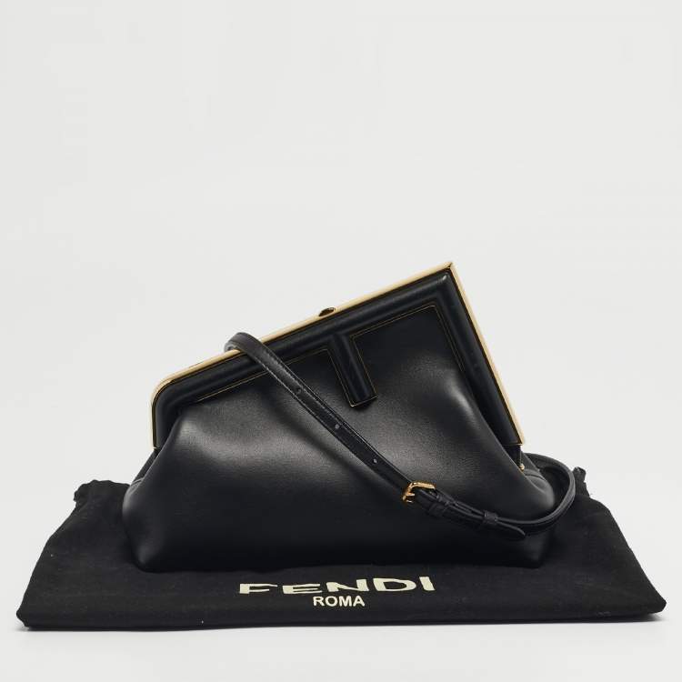 مملوكة مسبقًا Fendi First Small Black Leather Clutch Bag