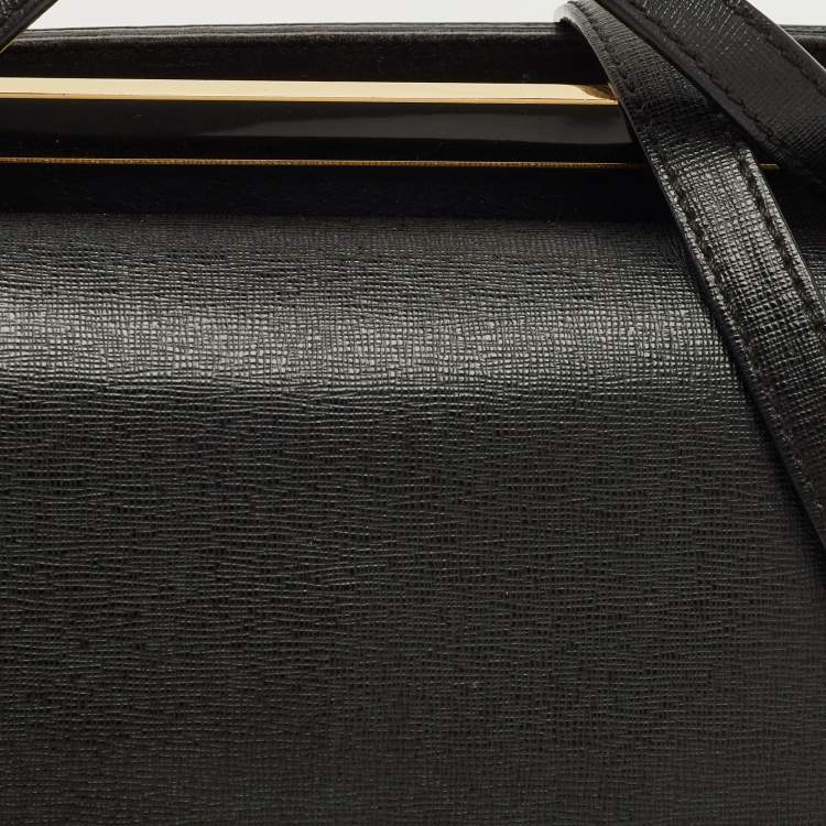 Pre Owned Fendi Demi Jour Small Black Leather Top Handle Bag