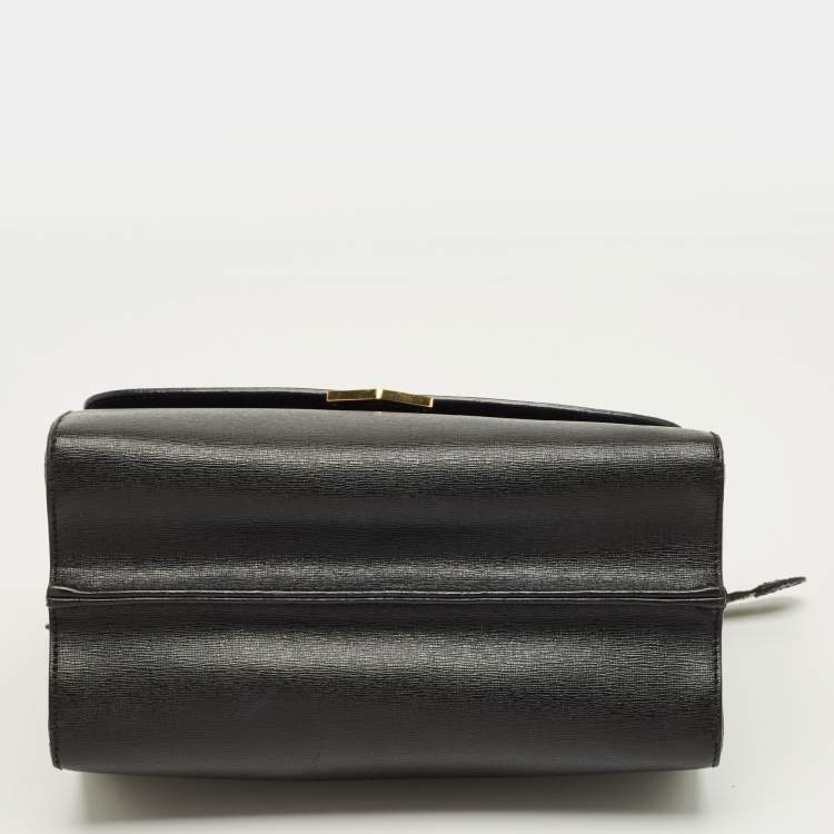 Pre Owned Fendi Demi Jour Small Black Leather Top Handle Bag