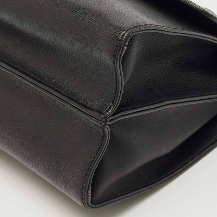 Pre Owned Fendi Demi Jour Small Black Leather Top Handle Bag