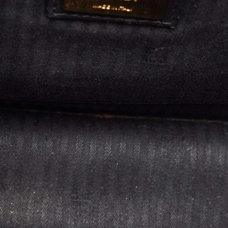 Pre Owned Fendi Demi Jour Small Black Leather Top Handle Bag