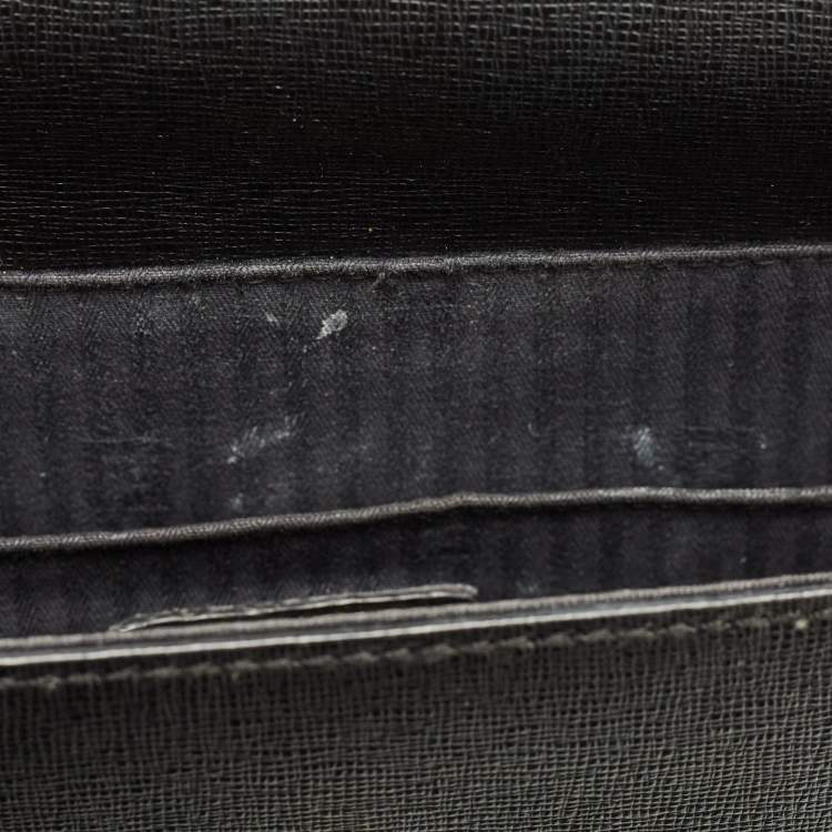 Pre Owned Fendi Demi Jour Small Black Leather Top Handle Bag