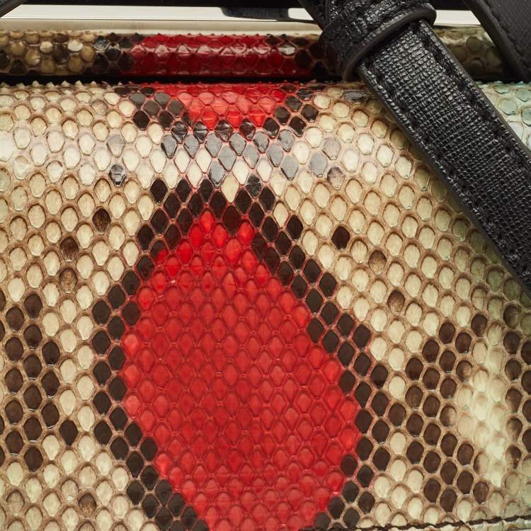 Pre Owned Fendi Demi Jour Mini Multicolor Python and Leather Top Handle Bag