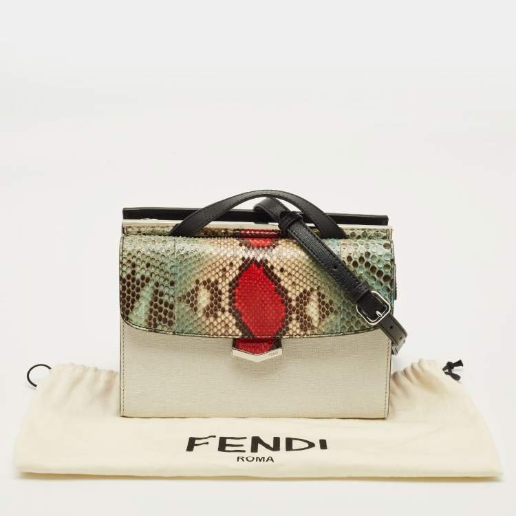 Pre Owned Fendi Demi Jour Mini Multicolor Python and Leather Top Handle Bag