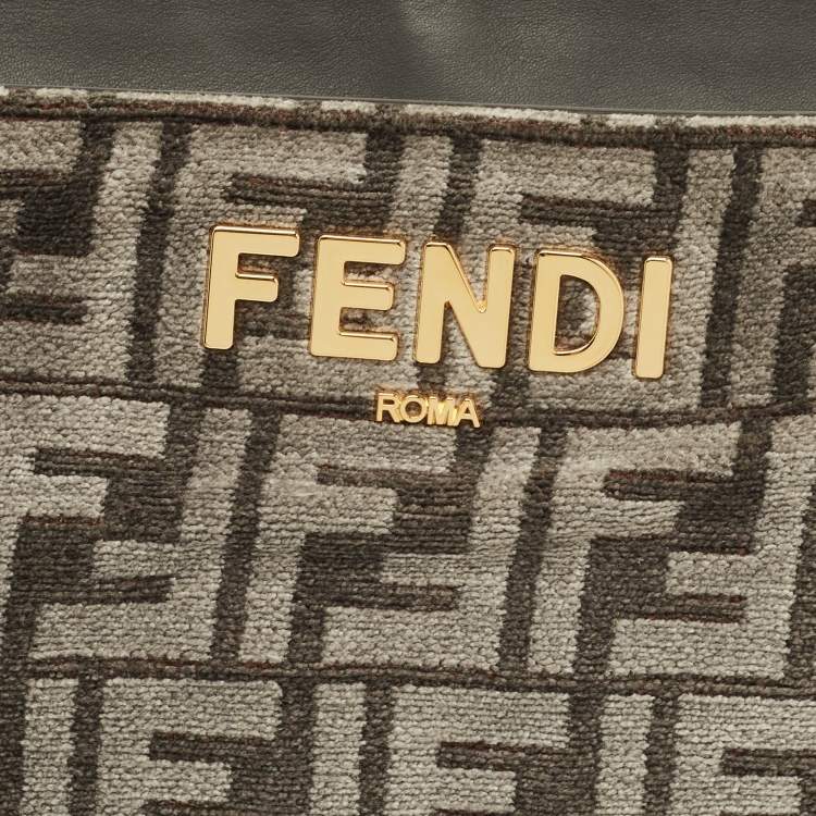 Pre Owned Fendi O'Lock Grey FF Fabric Top Handle Bag
