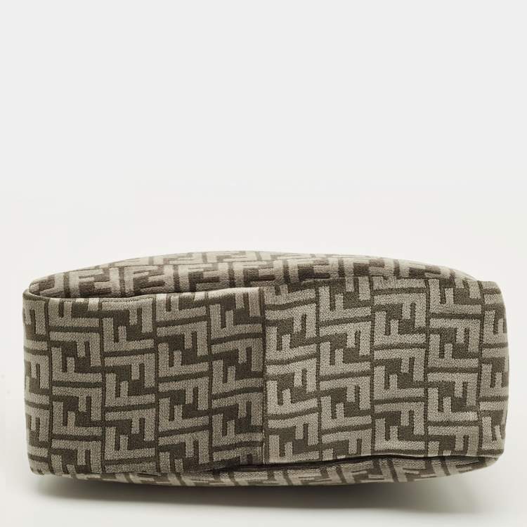 Pre Owned Fendi O'Lock Grey FF Fabric Top Handle Bag