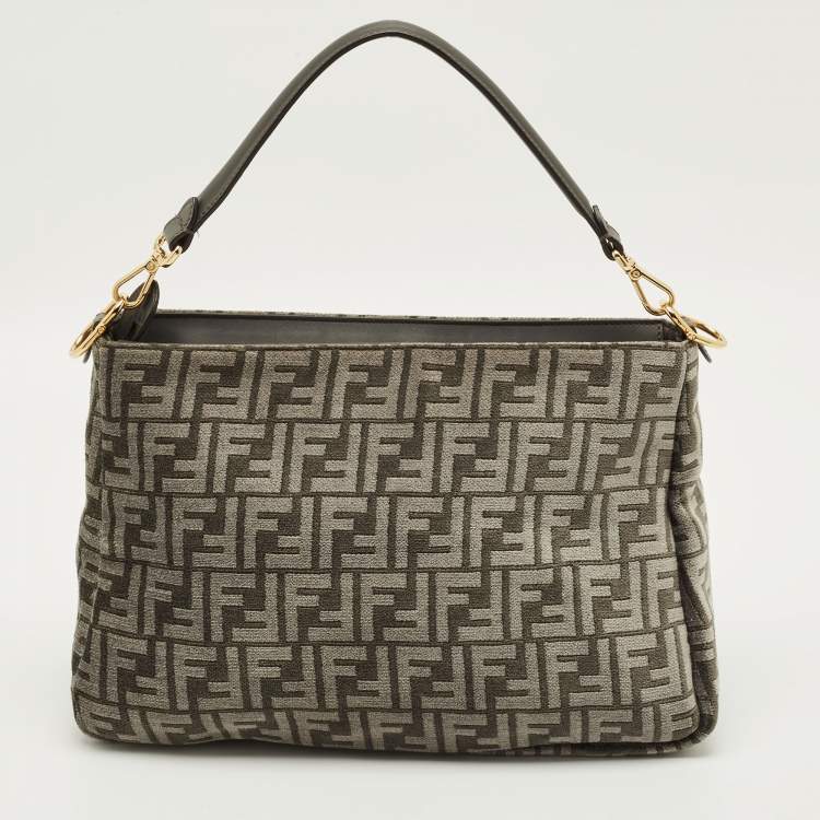 Pre Owned Fendi O'Lock Grey FF Fabric Top Handle Bag