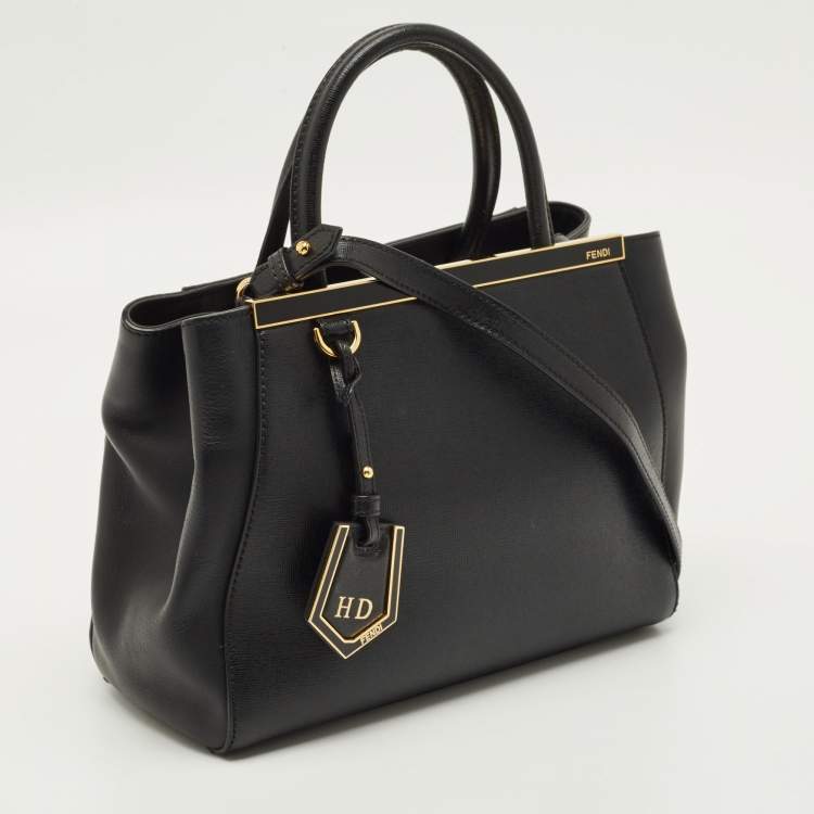 Pre Owned Fendi 2Jours Petite Black Leather Tote