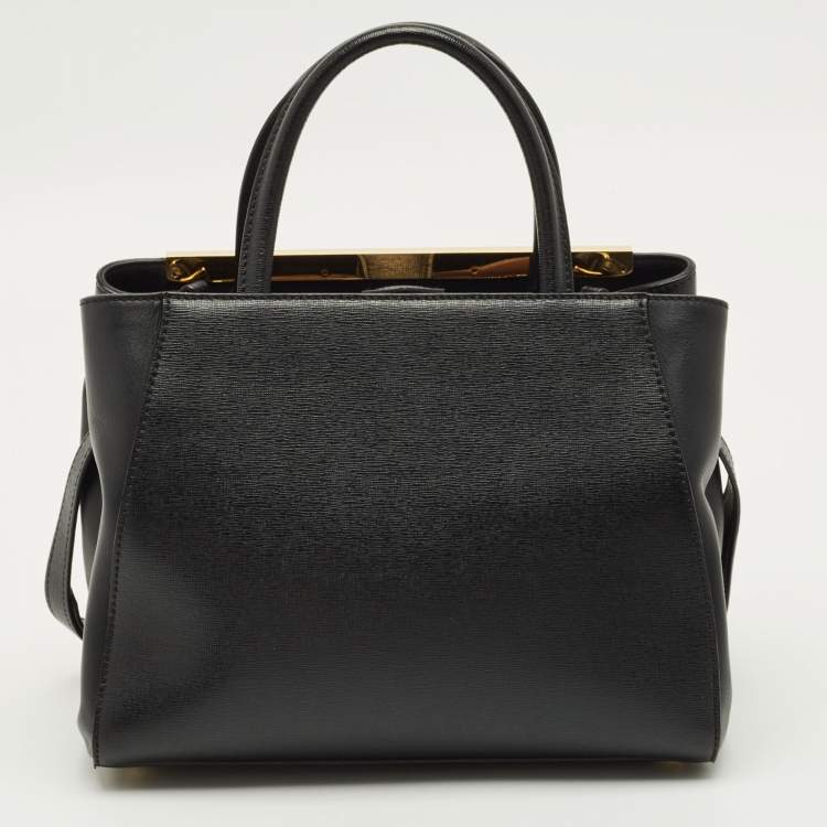 Pre Owned Fendi 2Jours Petite Black Leather Tote