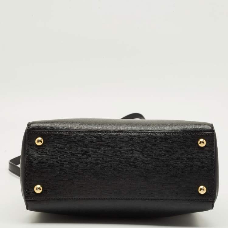 Pre Owned Fendi 2Jours Petite Black Leather Tote